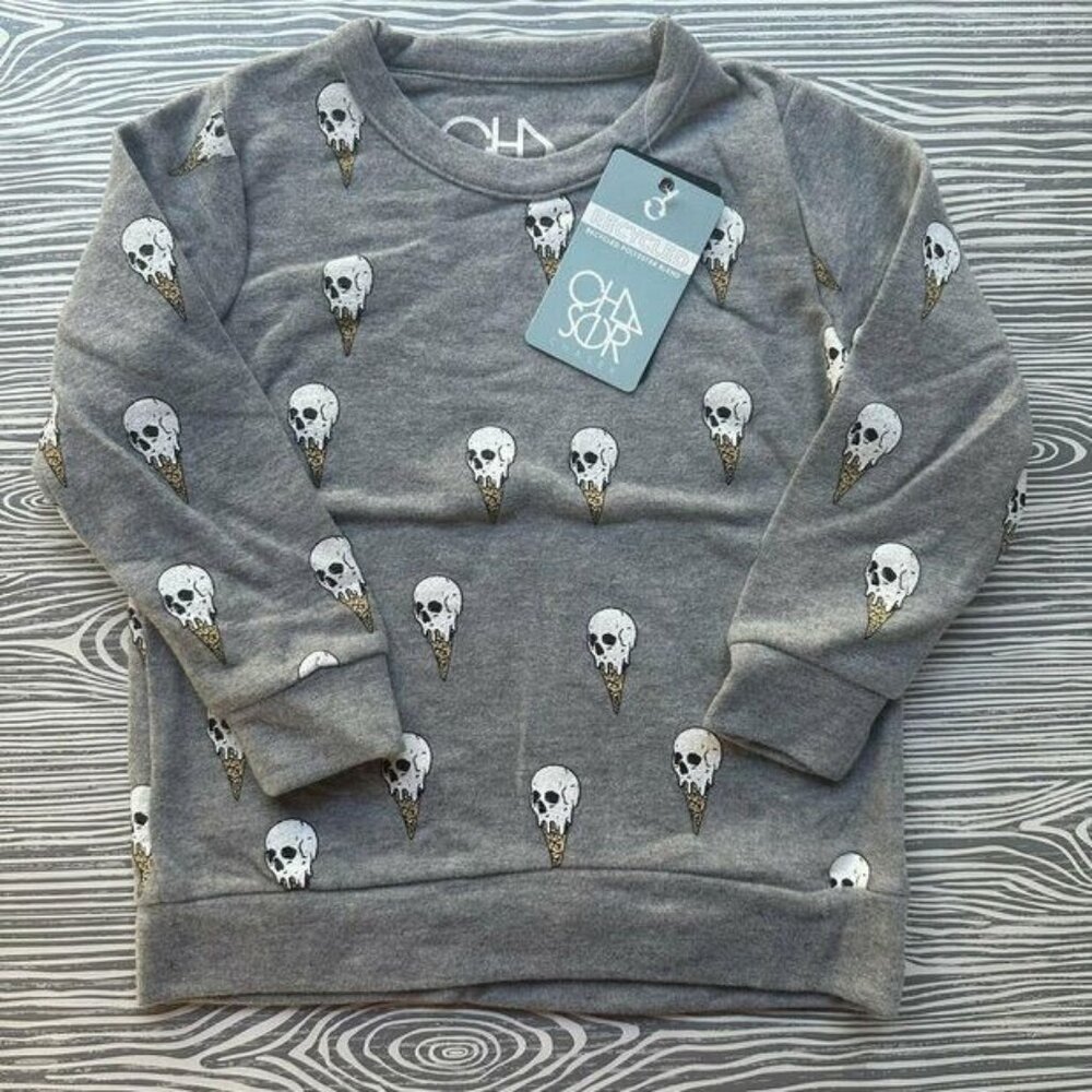 Chaser Skull Ice Cream Sweatshirt 6 NWT